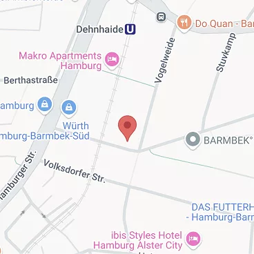 Karte unseres Standorts in der Nähe der U-Bahn Station Dehnhaide